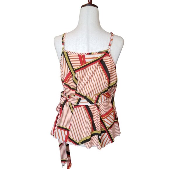 Wrap Shirt Tank Blouse Sleeveless Curvy  Size XL  12-14 Womens Geometric Peplum - Picture 6 of 16